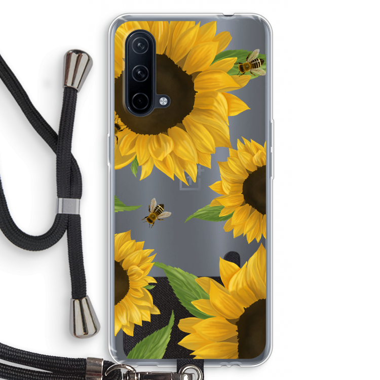 Sunflower and bees: OnePlus Nord CE 5G Transparant Hoesje met koord