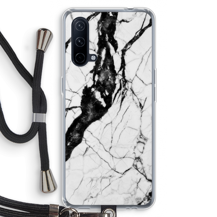 Witte marmer 2: OnePlus Nord CE 5G Transparant Hoesje met koord