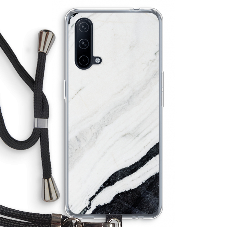 Elegante marmer: OnePlus Nord CE 5G Transparant Hoesje met koord