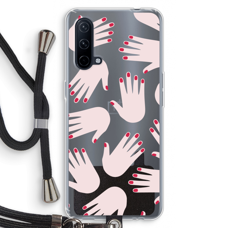 Hands pink: OnePlus Nord CE 5G Transparant Hoesje met koord