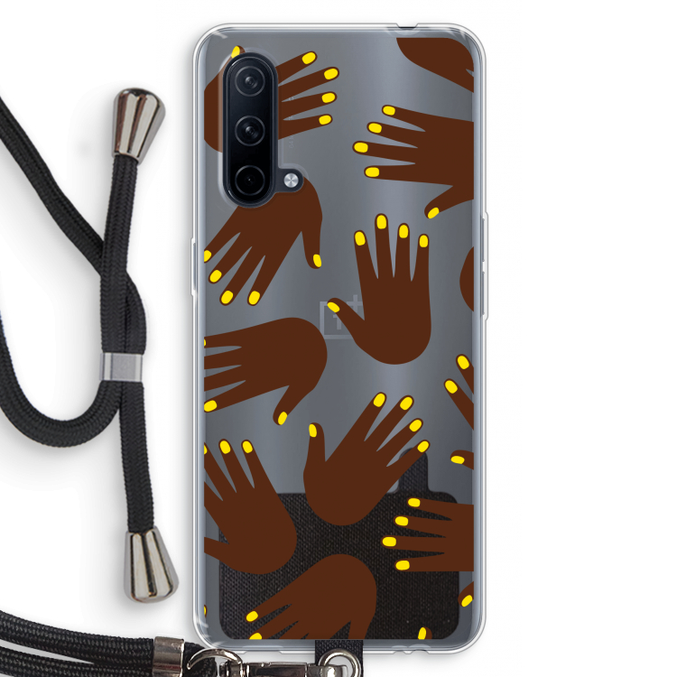 Hands dark: OnePlus Nord CE 5G Transparant Hoesje met koord