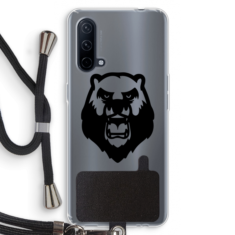 Angry Bear (black): OnePlus Nord CE 5G Transparant Hoesje met koord