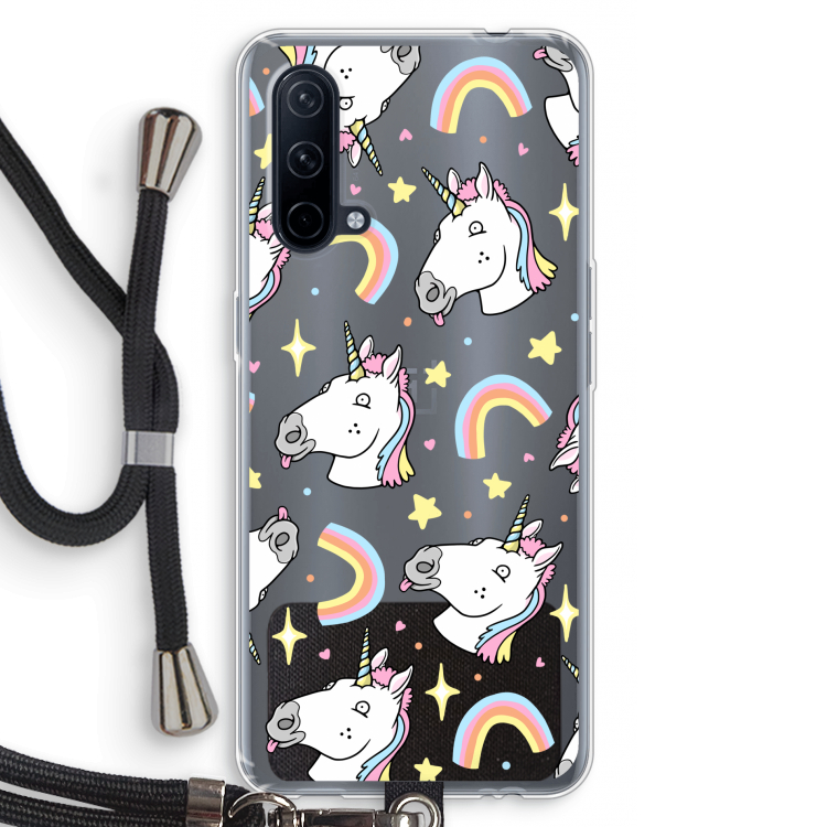 Rainbow Unicorn: OnePlus Nord CE 5G Transparant Hoesje met koord
