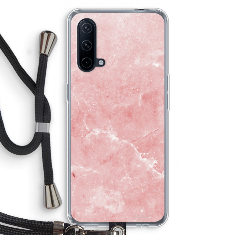 Roze marmer: OnePlus Nord CE 5G Transparant Hoesje met koord