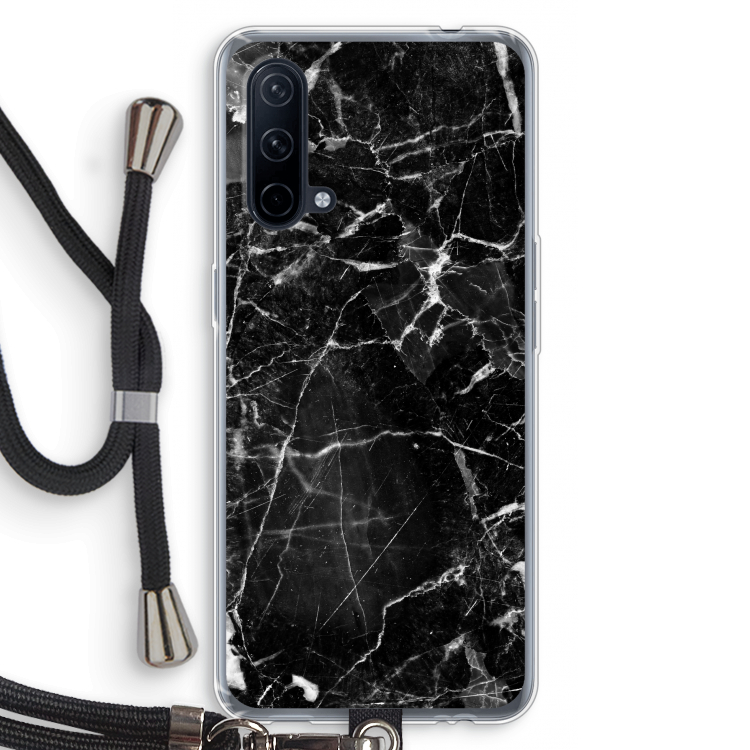 Zwart Marmer 2: OnePlus Nord CE 5G Transparant Hoesje met koord