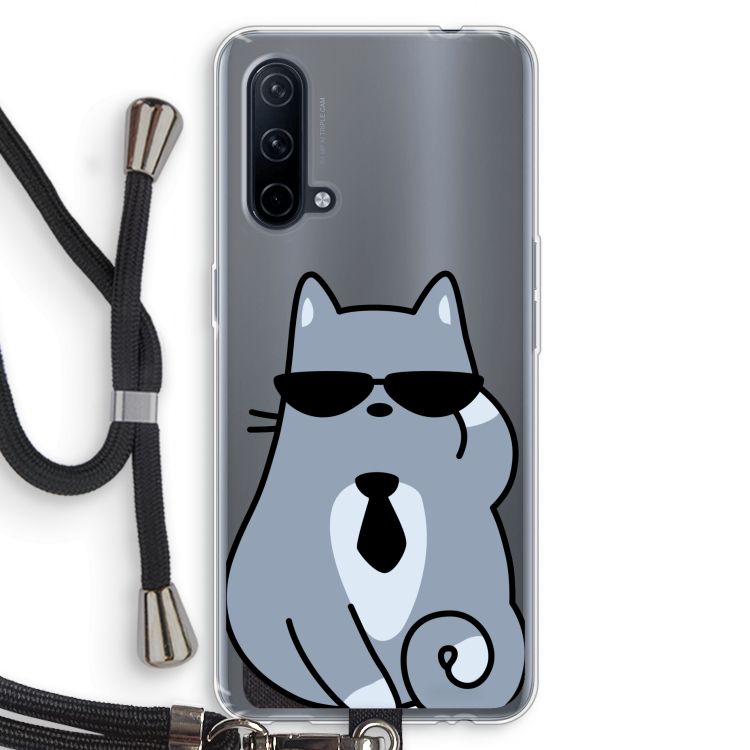 Cool cat: OnePlus Nord CE 5G Transparant Hoesje met koord