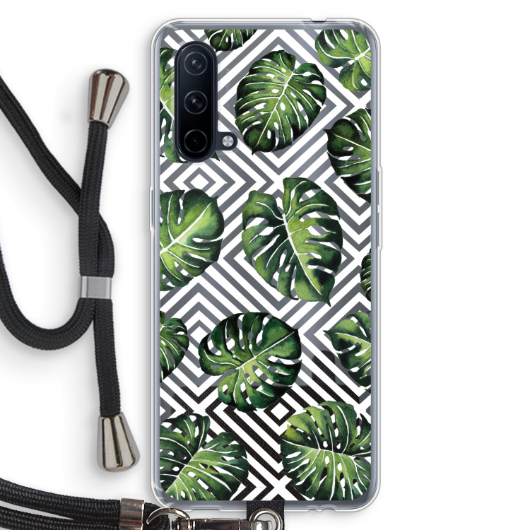 Geometrische jungle: OnePlus Nord CE 5G Transparant Hoesje met koord