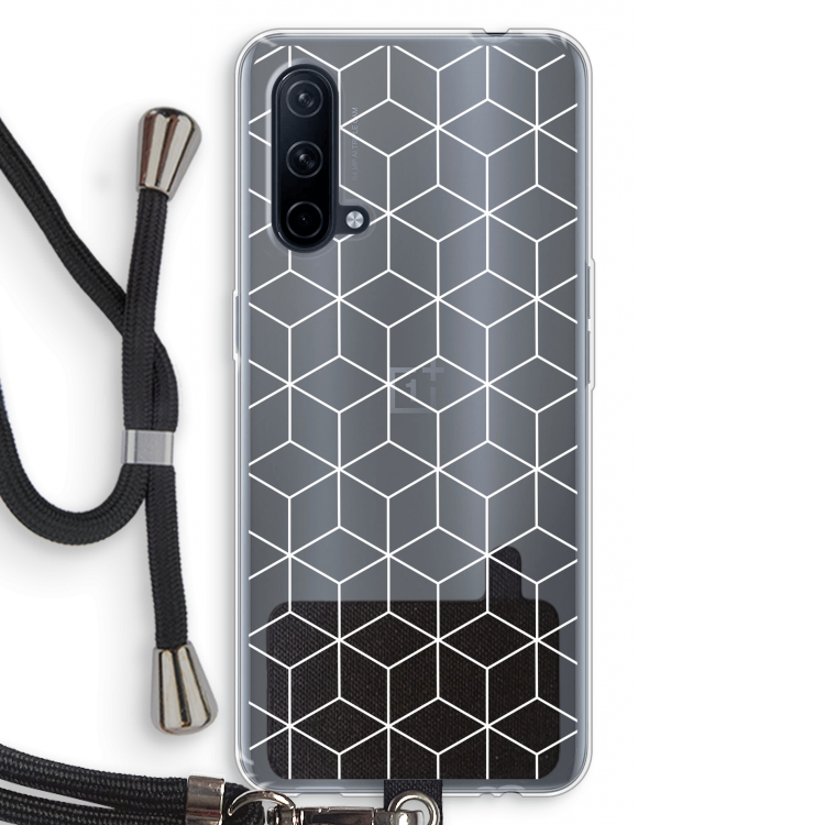 Zwart-witte kubussen: OnePlus Nord CE 5G Transparant Hoesje met koord