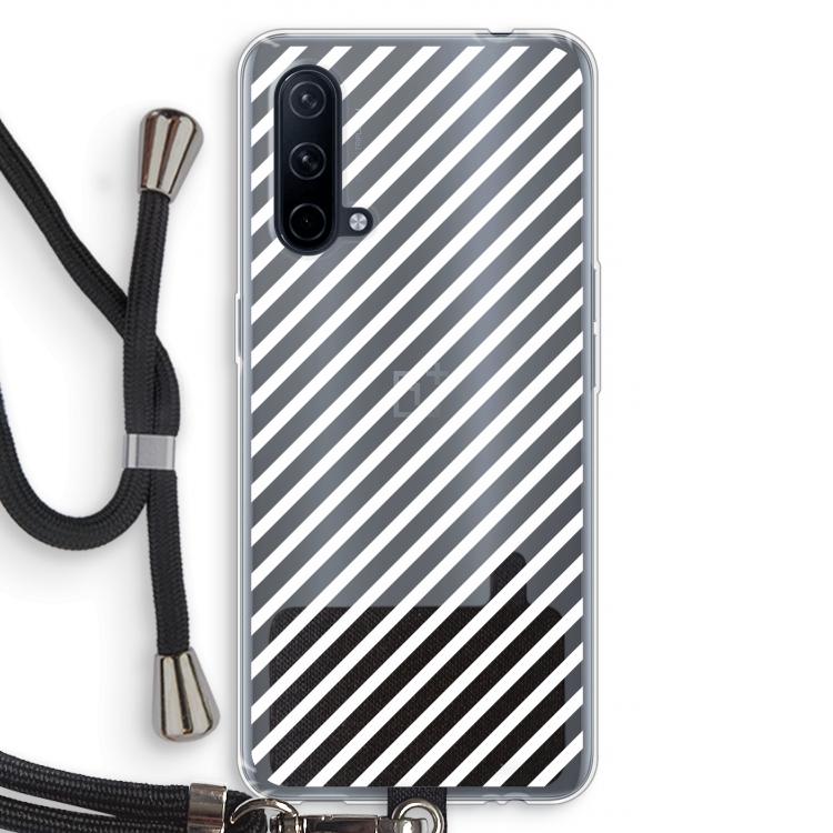 Strepen zwart-wit: OnePlus Nord CE 5G Transparant Hoesje met koord