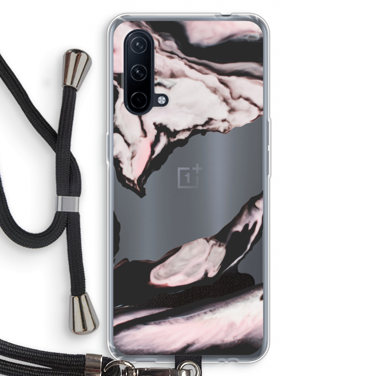 Roze stroom: OnePlus Nord CE 5G Transparant Hoesje met koord
