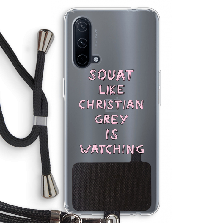 Christian Grey: OnePlus Nord CE 5G Transparant Hoesje met koord