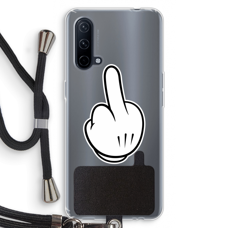 Middle finger black: OnePlus Nord CE 5G Transparant Hoesje met koord