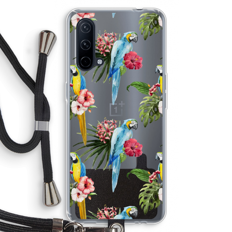 Kleurrijke papegaaien: OnePlus Nord CE 5G Transparant Hoesje met koord
