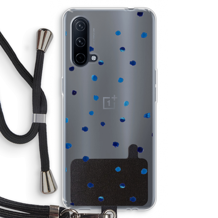 Blauwe stippen: OnePlus Nord CE 5G Transparant Hoesje met koord