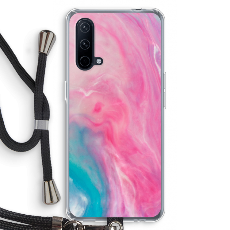 Roze explosie: OnePlus Nord CE 5G Transparant Hoesje met koord