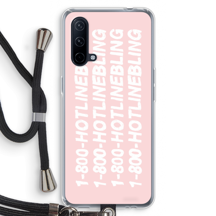 Hotline bling pink: OnePlus Nord CE 5G Transparant Hoesje met koord