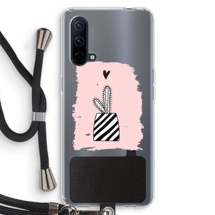 Zwart-wit cactus: OnePlus Nord CE 5G Transparant Hoesje met koord