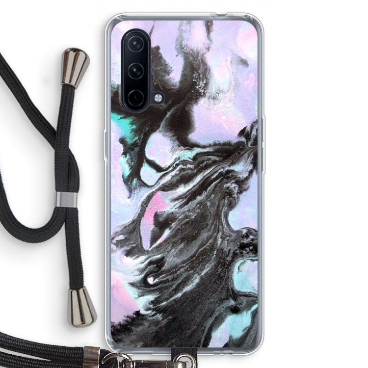 Pastel zwart: OnePlus Nord CE 5G Transparant Hoesje met koord