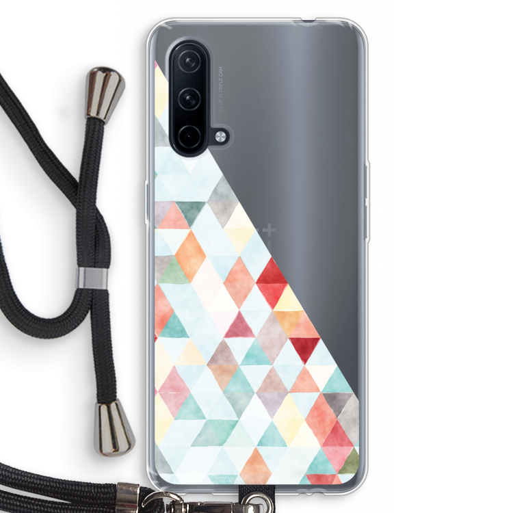 Gekleurde driehoekjes pastel: OnePlus Nord CE 5G Transparant Hoesje met koord