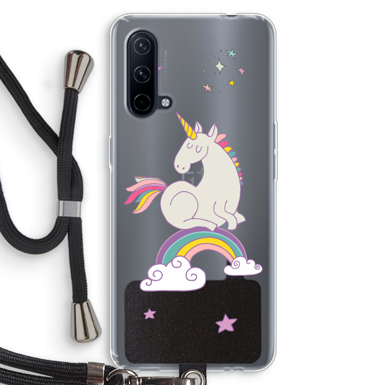 Regenboog eenhoorn: OnePlus Nord CE 5G Transparant Hoesje met koord