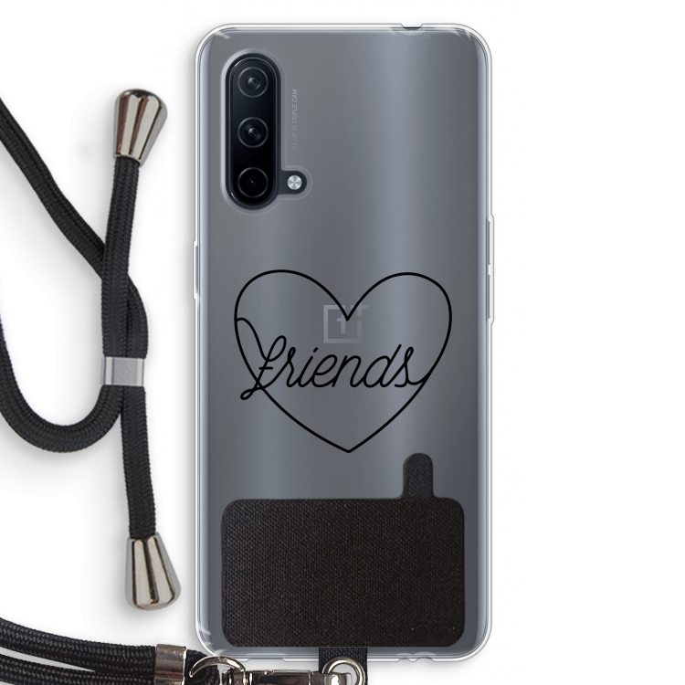 Friends heart black: OnePlus Nord CE 5G Transparant Hoesje met koord