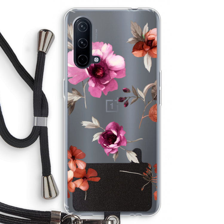 Geschilderde bloemen: OnePlus Nord CE 5G Transparant Hoesje met koord