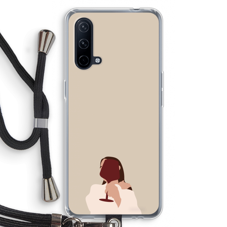 I drink wine: OnePlus Nord CE 5G Transparant Hoesje met koord