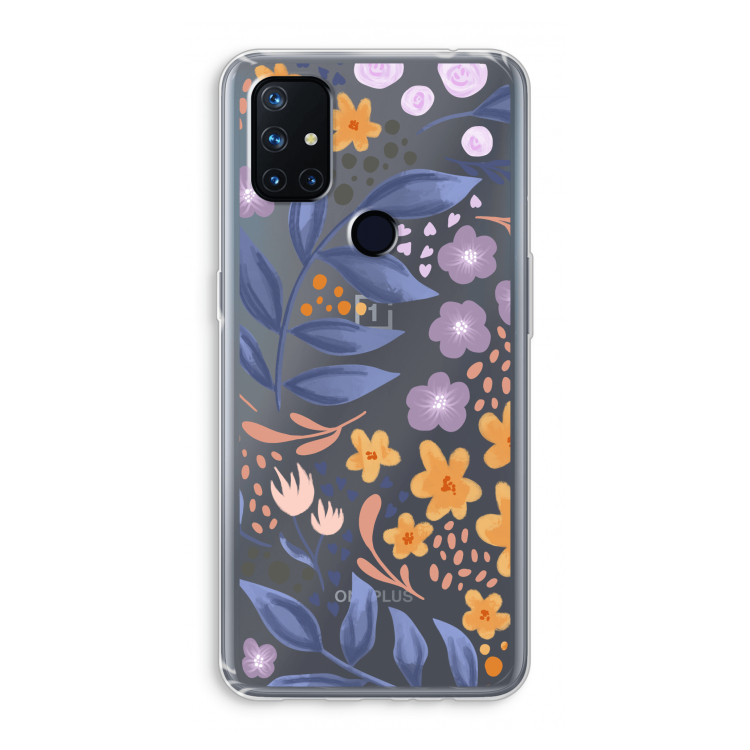 Flowers with blue leaves: OnePlus Nord N10 5G Transparant Hoesje