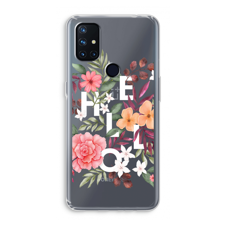 Hello in flowers: OnePlus Nord N10 5G Transparant Hoesje