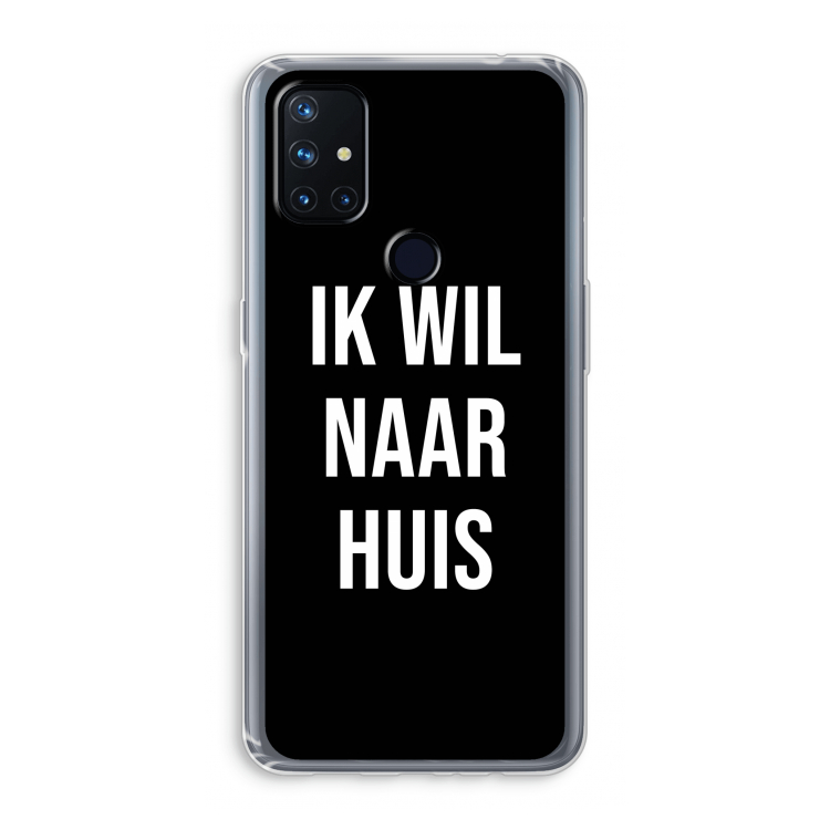 Ik wil naar huis - Zwart: OnePlus Nord N10 5G Transparant Hoesje