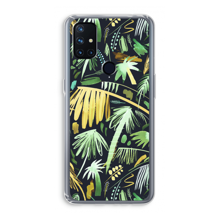 Tropical Palms Dark: OnePlus Nord N10 5G Transparant Hoesje