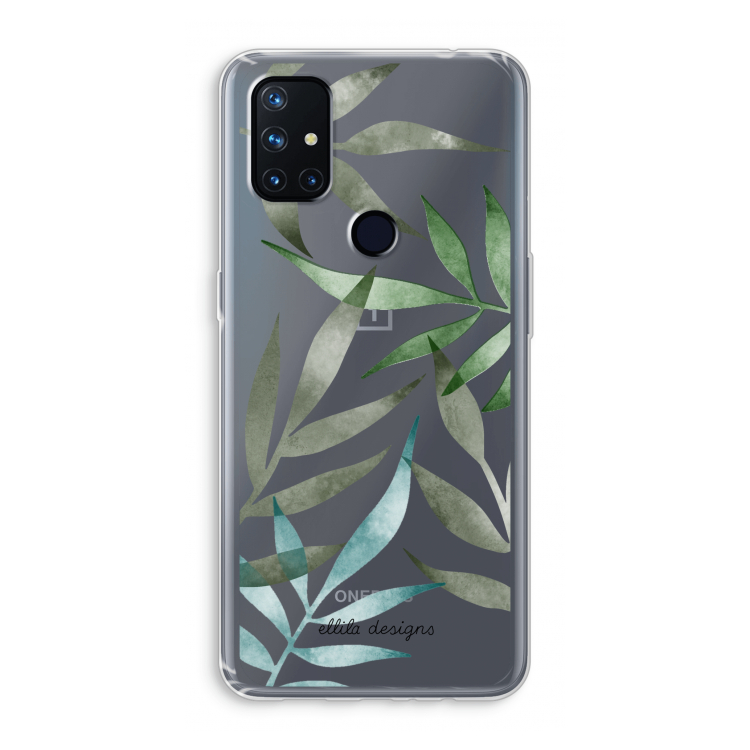 Tropical watercolor leaves: OnePlus Nord N10 5G Transparant Hoesje