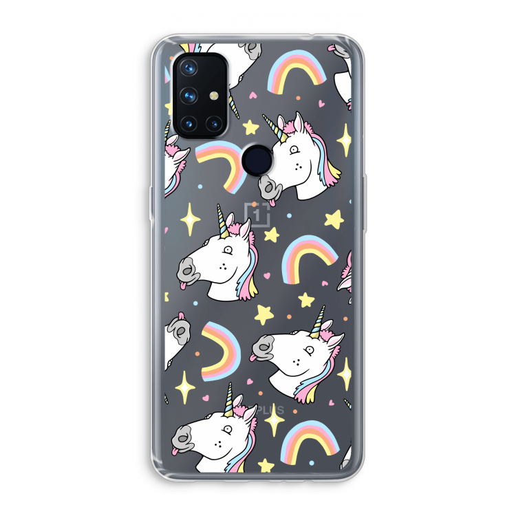 Rainbow Unicorn: OnePlus Nord N10 5G Transparant Hoesje