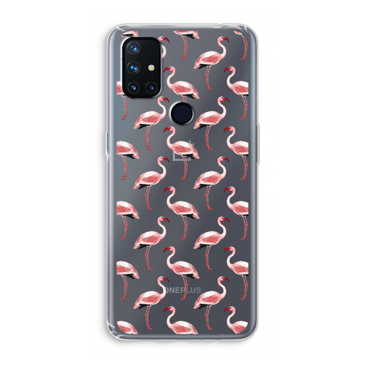 Flamingoprint groen: OnePlus Nord N10 5G Transparant Hoesje