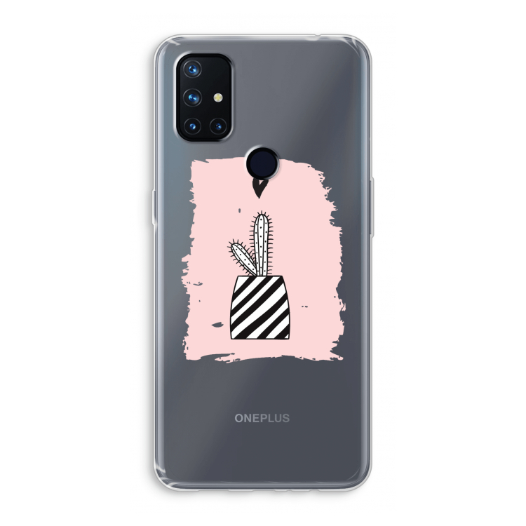 Zwart-wit cactus: OnePlus Nord N10 5G Transparant Hoesje