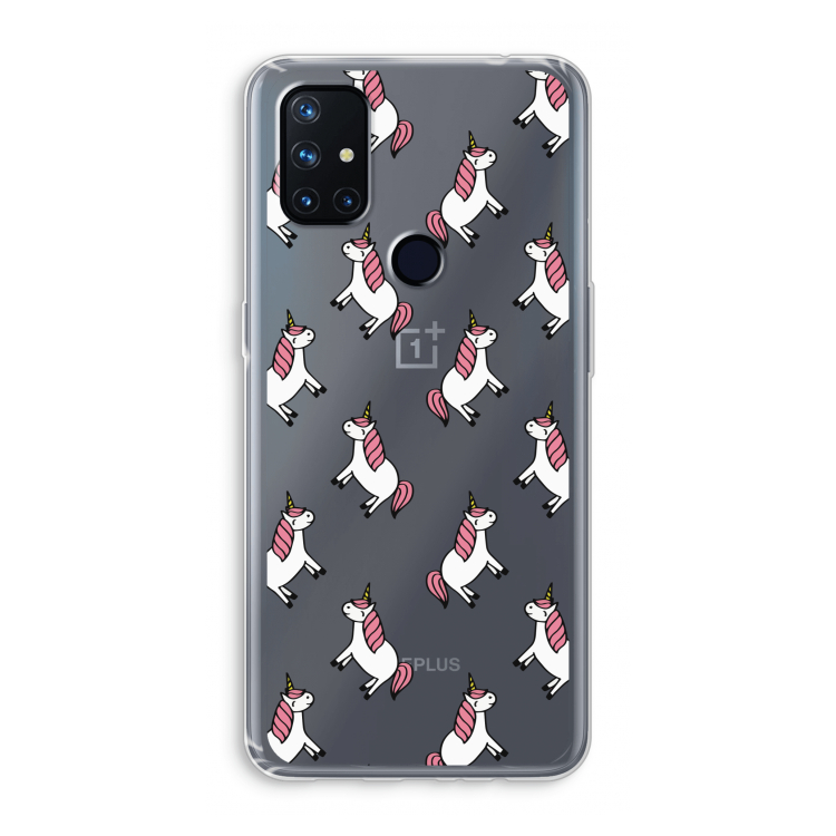 Eenhoorns overal: OnePlus Nord N10 5G Transparant Hoesje