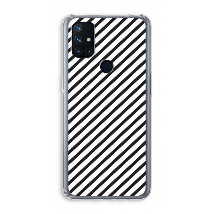 Strepen zwart-wit: OnePlus Nord N10 5G Transparant Hoesje