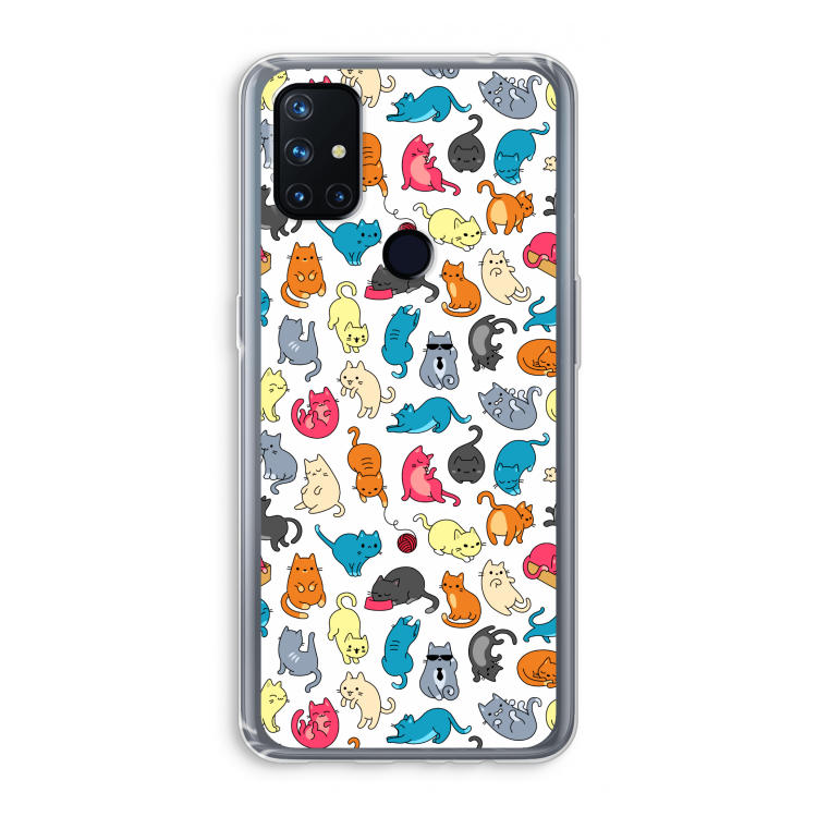 Kleurrijke katten: OnePlus Nord N10 5G Transparant Hoesje