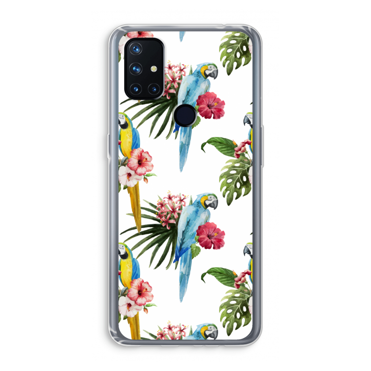 Kleurrijke papegaaien: OnePlus Nord N10 5G Transparant Hoesje