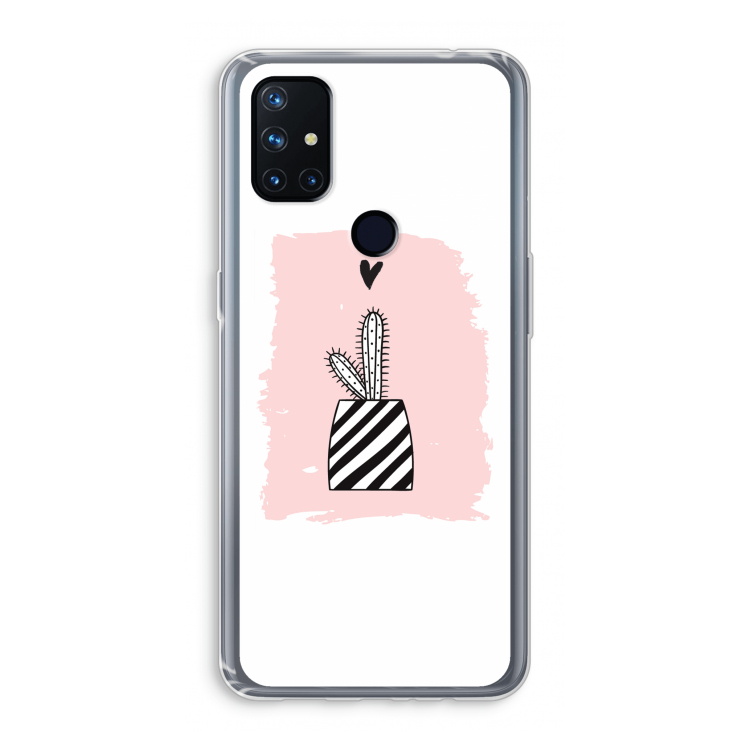 Zwart-wit cactus: OnePlus Nord N10 5G Transparant Hoesje