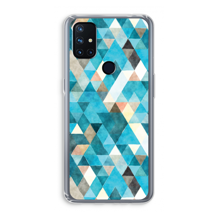 Gekleurde driehoekjes blauw: OnePlus Nord N10 5G Transparant Hoesje