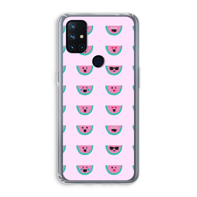 Smiley watermeloenprint: OnePlus Nord N10 5G Transparant Hoesje