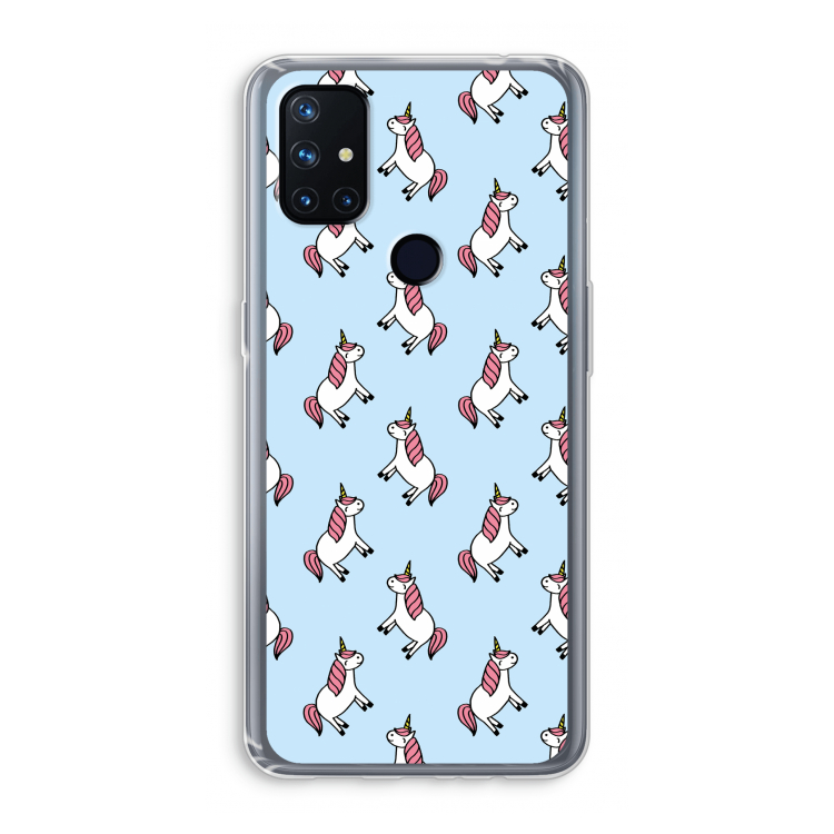 Eenhoorns overal: OnePlus Nord N10 5G Transparant Hoesje