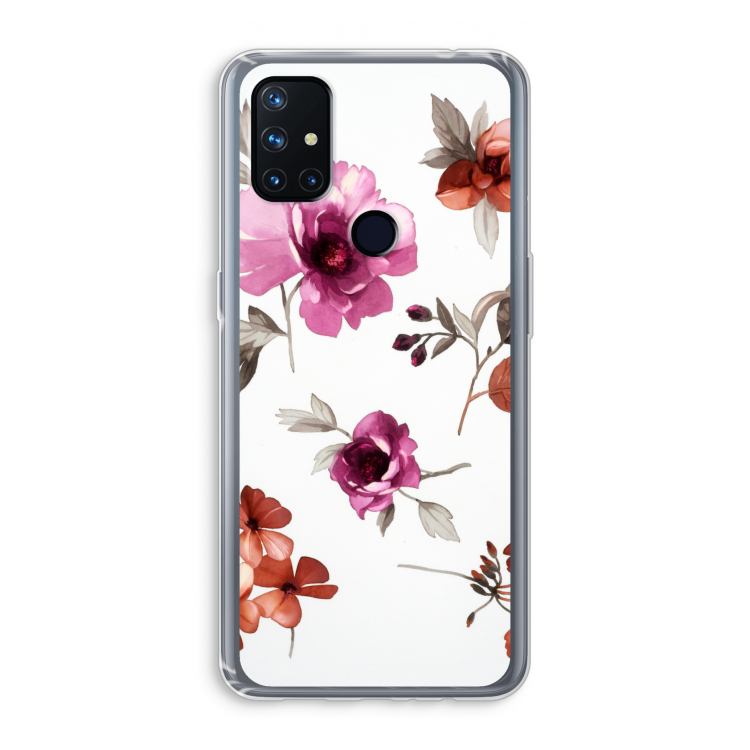 Geschilderde bloemen: OnePlus Nord N10 5G Transparant Hoesje