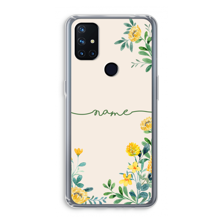 Gele bloemen: OnePlus Nord N10 5G Transparant Hoesje