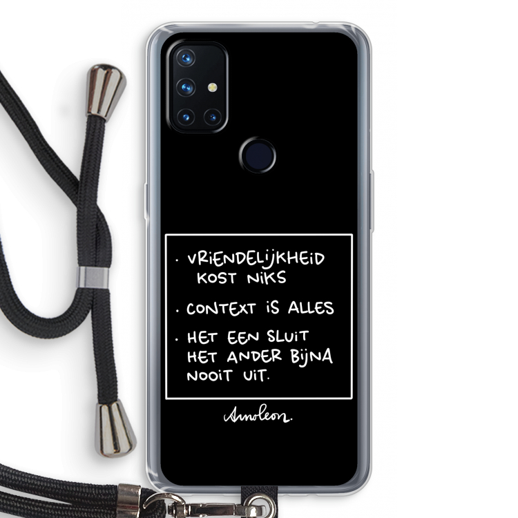 Mijn Motto's: OnePlus Nord N10 5G Transparant Hoesje met koord