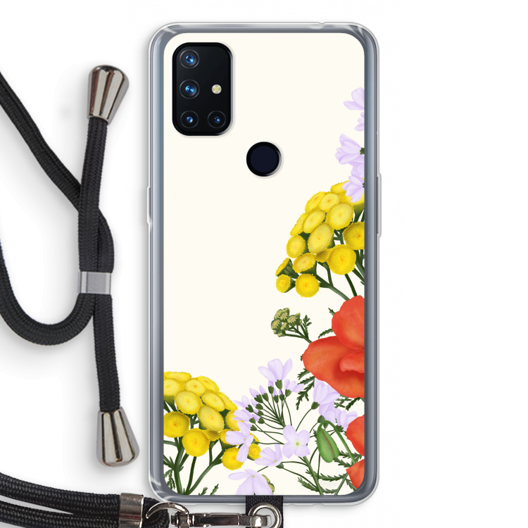 Wilde bloemen: OnePlus Nord N10 5G Transparant Hoesje met koord