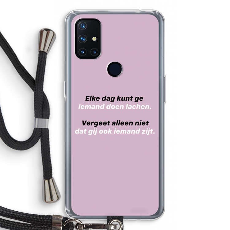 gij zijt ook iemand: OnePlus Nord N10 5G Transparant Hoesje met koord