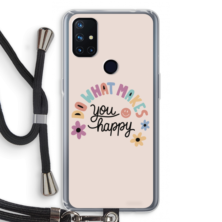 Happy days: OnePlus Nord N10 5G Transparant Hoesje met koord