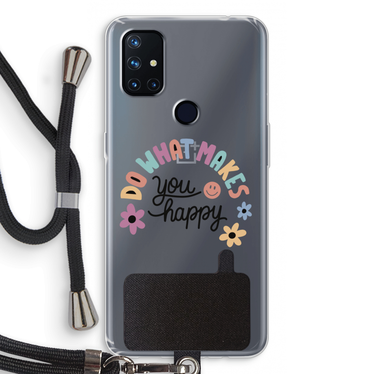 Happy days: OnePlus Nord N10 5G Transparant Hoesje met koord